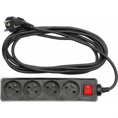 Kabel prodlužovací 5 m vypínač 4 zásuvky Kabel prodlužovací 5 m vypínač 4 zásuvky