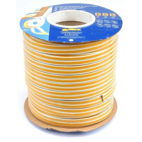 Těsnění do oken a dveří samolepící 9x4mm TYP E bílé 150M Těsnění do oken a dveří samolepící 9x4mm TYP E bílé 150M