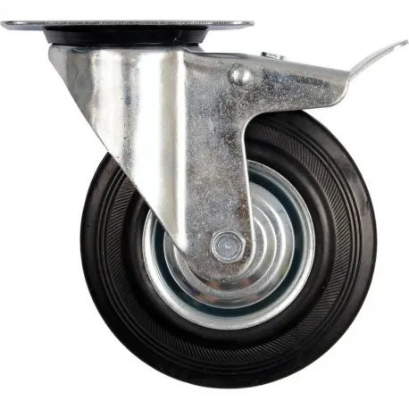 Kolečko otočné s brzdou, gumové 150kg 200/46/235mm Kolečko otočné s brzdou, gumové 150kg 200/46/235mm
