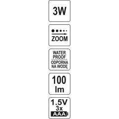 Svítilna čelovka 3W 100lm (ZOOM)