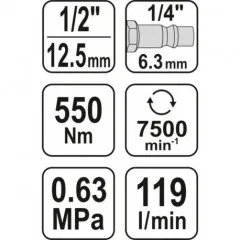 Utahovák pneumatický 1/2" 550Nm