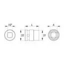 Nástavec 1/2" rázový šestihranný 30 mm CrMo Nástavec 1/2" rázový šestihranný 30 mm CrMo