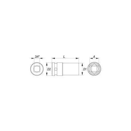 Nástavec 3/4" rázový šestihranný hluboký 30 mm CrMo Nástavec 3/4" rázový šestihranný hluboký 30 mm CrMo