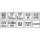Gola sada 1/2", 1/4" + příslušenství 82 ks