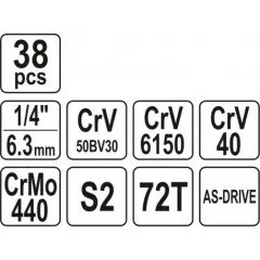 Gola sada 1/4" 38 ks XS