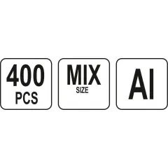 Nýt hliníkový sada 400ks (2,4, 3,2, 4,0, 4,8mm)