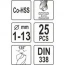Sada vrtáků na kov 25ks HSS-COBALT 1-13mm