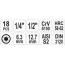 Bity sada 18 ks TORX T10-T60mm