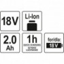 Baterie náhradní 18V Li-ion 2,0 AH (YT-82782, YT-82788,YT-82826)