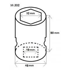Ořech 3/4" 32 mm v. 90 mm