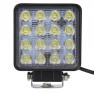 LED světlo hranaté, 16x3W, 107x107x60mm, ECE R10/R23