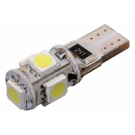 Žárovka 5 SMD LED 12V T10 s rezistorem CAN-BUS ready bílá