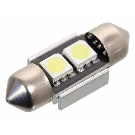 Žárovka 2 SMD LED 12V suf. SV8.5 32mm s rezistorem CAN-BUS ready bílá