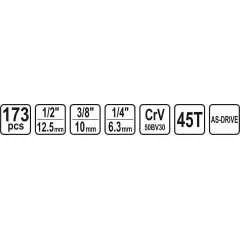 Gola sada 1/2", 3/8", 1/4" 173 ks Sthor